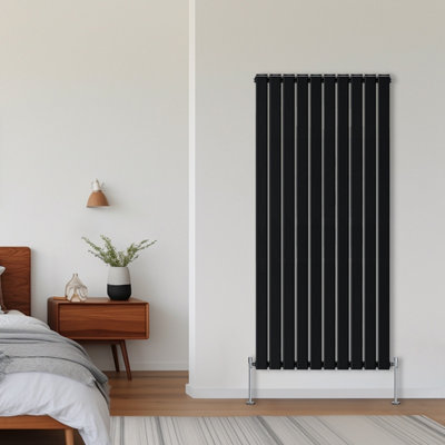 Rinse Bathrooms Vertical Radiators 1800X680mm Flat Panel Column Designer Radiator Black Double Radiators Central Heating