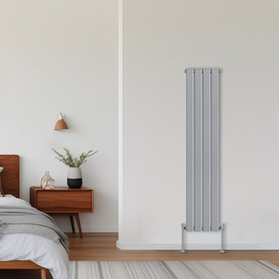 Rinse Bathrooms Vertical Radiators 1600X272mm Flat Panel Column Designer Radiator Chrome Single Radiators Central Heating