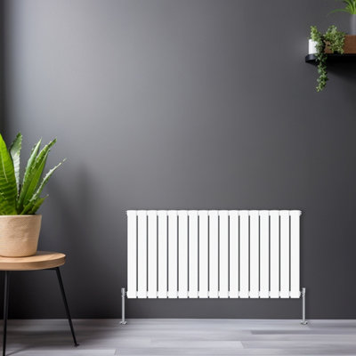 Rinse Bathrooms Horizontal 600X1156mm Flat Panel Column Designer Radiator White Single Radiators Central Heating from B&Q