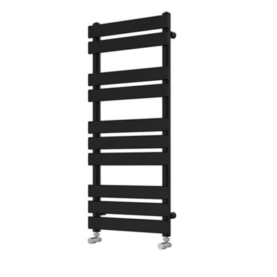 Rinse bathrooms Rinse Flat Panel Heated Towel Rail Black Bathroom Ladder Radiator Warmer 1000X450mm from B&Q