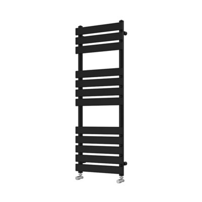 Rinse bathrooms Rinse Flat Panel Heated Towel Rail Black Bathroom Ladder Radiator Warmer 1200X450mm from B&Q