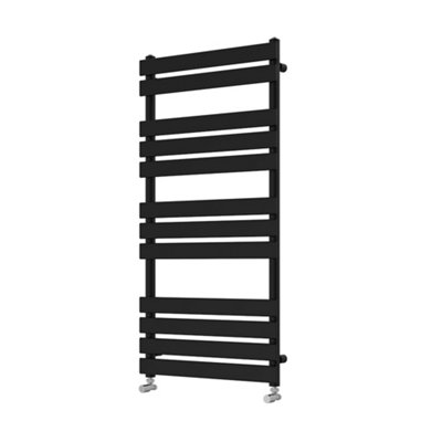 Rinse bathrooms Rinse Flat Panel Heated Towel Rail Black Bathroom Ladder Radiator Warmer 1200X600mm from B&Q