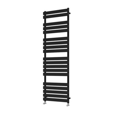 Rinse bathrooms Rinse Flat Panel Heated Towel Rail Black Bathroom Ladder Radiator Warmer 1800X600mm from B&Q
