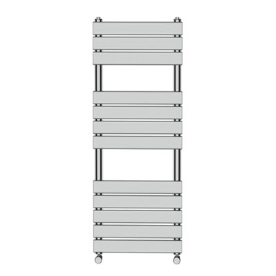Rinse bathrooms Rinse Heated Towel Rail Radiator For Bathroom Ladder Flat Panel Chrome 1200X450mm from B&Q