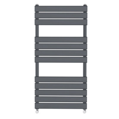 Rinse bathrooms Rinse Flat Panel Anthracite Bathroom Heated Towel Rail Ladder Radiator Warmer 1200X600mm from B&Q