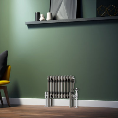 Rinse Bathrooms 300X425mm Raw Metal Horizontal Column Radiator Double Traditional Cast Iron Style Bathroom Radiator from B&Q