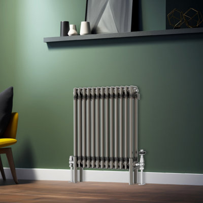 Rinse Bathrooms 600X605mm Raw Metal Horizontal Column Radiator Double Traditional Cast Iron Style Bathroom Radiator from B&Q