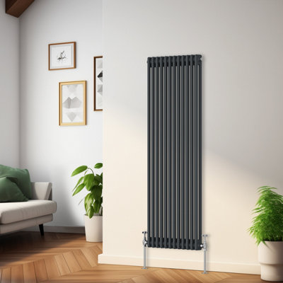 Rinse Bathrooms Traditional Radiator Anthracite Vertical Double Column Cast Iron Radiators Tall Central Heating 1500X560mm from B&Q