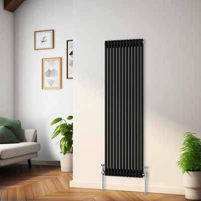 Rinse Bathrooms Traditional Radiator Black Vertical Double Column Cast Iron Radiators Tall Central Heating 1500X560mm from B&Q