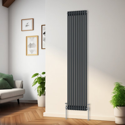 Rinse Bathrooms Traditional Radiator Anthracite Vertical Double Column Cast Iron Radiators Tall Central Heating 1800X470mm from B&Q