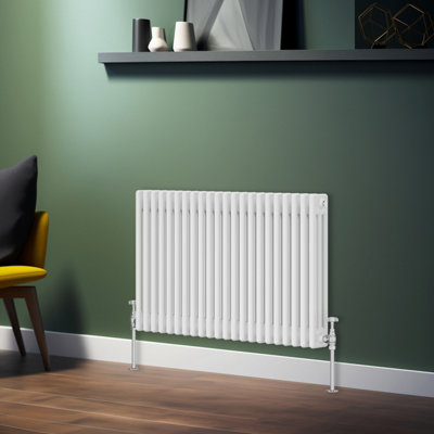 B&Q -  Traditional Radiator White Horizontal Triple Column Cast Iron Radiators Central Heating 600X1012mm