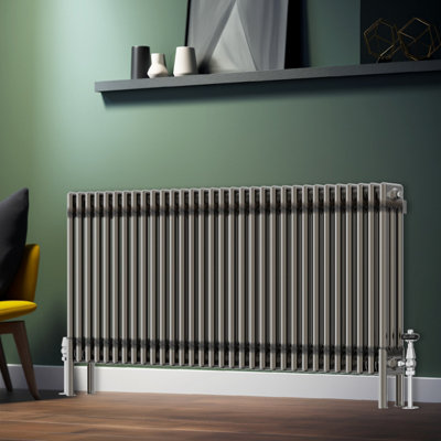 Rinse Bathrooms 600X1462mm Raw Metal Horizontal 3 Column Radiator Traditional Cast Iron Style Bathroom Radiator Central Heating from B&Q