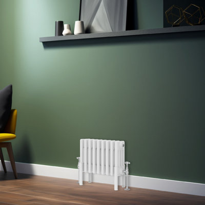Rinse Bathrooms 300X425mm Horizontal Traditional 4 Column White Cast Iron Style Radiator Central Heating from B&Q