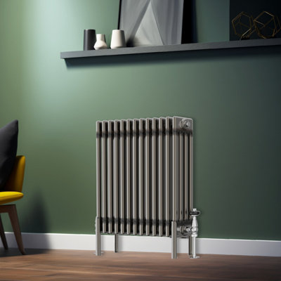 Rinse Bathrooms 600X605mm Raw Metal Horizontal 4 Column Radiator Traditional Cast Iron Style Bathroom Radiator Central Heating from B&Q