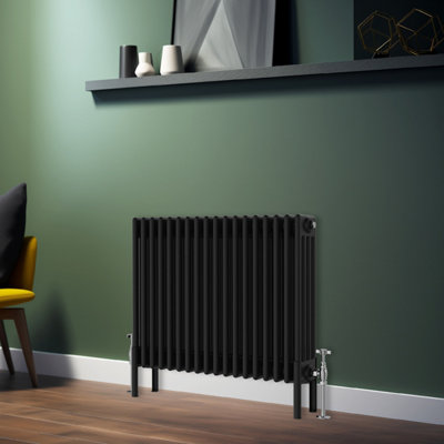 Rinse Bathrooms Traditional Radiator 600X830mm Black Horizontal 4 Column Cast Iron Radiators Heater Central Heating from B&Q