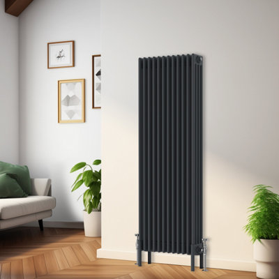 Rinse Bathrooms Traditional Radiator 1500X560mm Anthracite Vertical 4 Column Cast Iron Radiators Central Heating Heater Rads from B&Q
