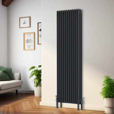 Rinse Bathrooms Traditional Radiator 1800X560mm Anthracite Vertical 4 Column Cast Iron Radiators Central Heating Heater Rads from B&Q