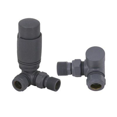Rinse Bathrooms Anthracite Thermostatic Radiator Valve 15mm X 1/2" Corner Radiator Trv With Lockshield from B&Q