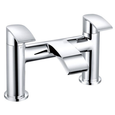Rinse Bathrooms Modern Solid Brass Bathroom Monobloc Waterfall Bath Filler Mixer Tap Chrome Double Lever Tub Tap from B&Q