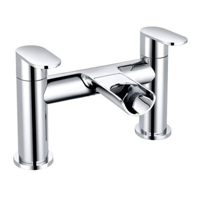 Rinse Bathrooms Modern Bathroom Tub Monobloc Bath Filler Mixer Chrome Brass Double Lever from B&Q