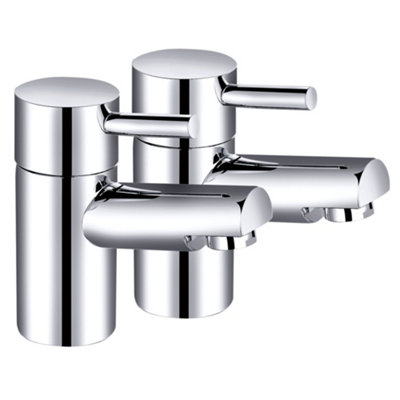 B&Q -  Basin Pillar Taps Basin Sink Mixer Taps Washroom Pair Faucets Twin Lever 2 Pcs For BathroomKitchen