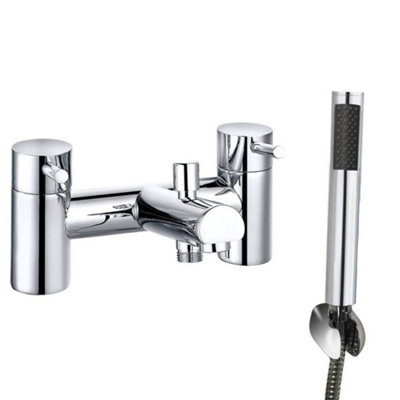 Rinse Bathrooms Monobloc Bath Shower Mixer Tap Bathroom Tub Filler Brass Faucet Chrome Solid Brass With Handheld Shower Head from B&Q