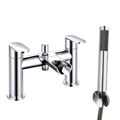 Rinse Bathrooms Bathroom Waterfall Double Handle Mixer Monobloc Tap With Handheld Shower Head Chrome from B&Q