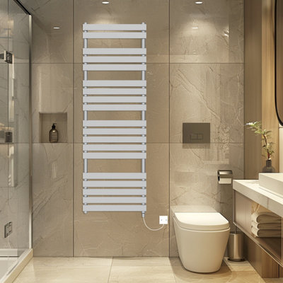 Rinse Bathrooms Electric Flat Panel Heated Towel Rail Chrome Bathroom Ladder Radiator Warmer 1800X600mm 1000W from B&Q