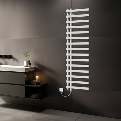 Rinse Bathrooms 1600X600mm 800W Square Designer Electric Heated Towel Rail Bathroom Ladder Radiator Warmer Chrome from B&Q
