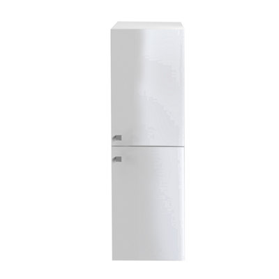 B&Q -  1200mm Wall Mounted Tall Bathroom Cabinet 2 Doors Soft Close Bathroom Furniture Storage Cupboard Gloss White