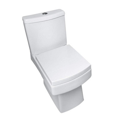 Rinse Bathrooms Bathroom Dual Flush Close Coupled Toilet Square Wc With Soft Close Seat from B&Q