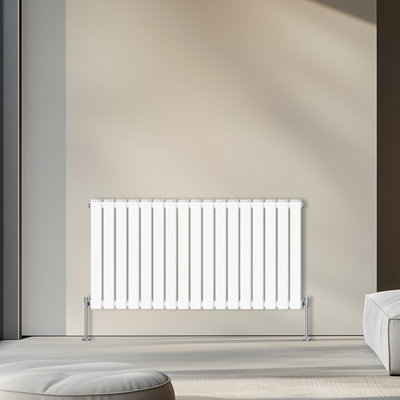 Rinse Bathrooms 600X1156mm Horizontal Column Designer Radiator White Double Flat Panel Radiators from B&Q