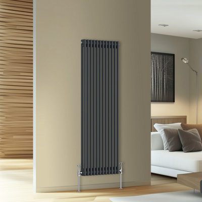 Rinse Bathrooms Traditional Cast Iron Style Double Column Vertical Radiator Anthracite 1500 X 560mm from B&Q