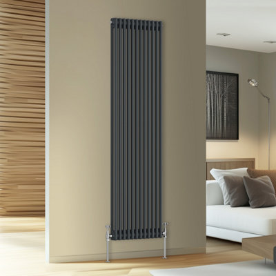 Rinse Bathrooms Traditional Cast Iron Style Double Column Vertical Radiator Anthracite 1800 X 560mm from B&Q