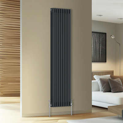 Rinse Bathrooms Traditional Cast Iron Style Triple Column Vertical Radiator Anthracite 1800 X 472mm from B&Q
