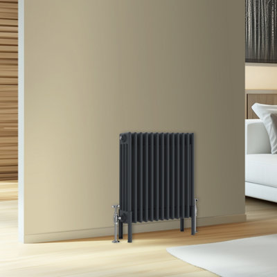 Rinse Bathrooms Traditional Cast Iron Style 4 Colomn Column Horizontal Radiator Anthracite 600 X 605mm from B&Q