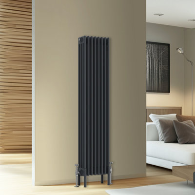 Rinse Bathrooms Traditional Cast Iron Style 4 Colomn Column Vertical Radiator Anthracite 1500 X 380mm from B&Q