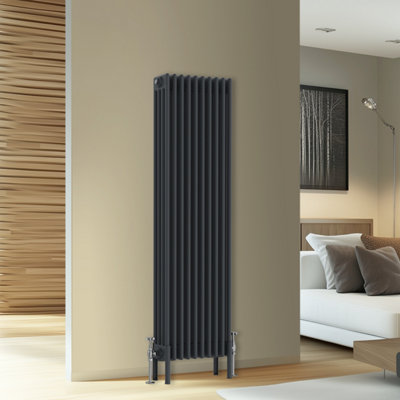 Rinse Bathrooms Traditional Cast Iron Style 4 Colomn Column Vertical Radiator Anthracite 1500 X 470mm from B&Q