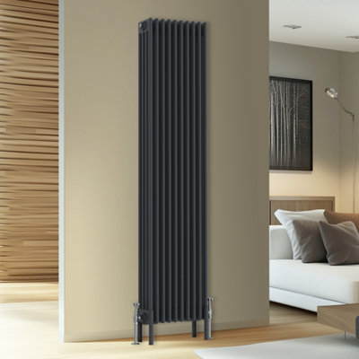Rinse Bathrooms Traditional Cast Iron Style 4 Colomn Column Vertical Radiator Anthracite 1800 X 470mm from B&Q