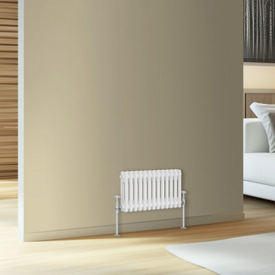 Rinse Bathrooms Traditional Cast Iron Style Double Column Horizontal Radiator White 300 X 605mm from B&Q