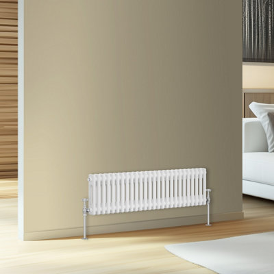 Rinse Bathrooms Traditional Cast Iron Style Double Column Horizontal Radiator White 300 X 1190mm from B&Q
