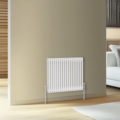 Rinse Bathrooms Traditional Cast Iron Style Double Column Horizontal Radiator White 600 X 830mm from B&Q