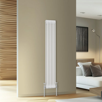 Rinse Bathrooms Traditional Cast Iron Style Double Column Vertical Radiator White 1500 X 290mm from B&Q