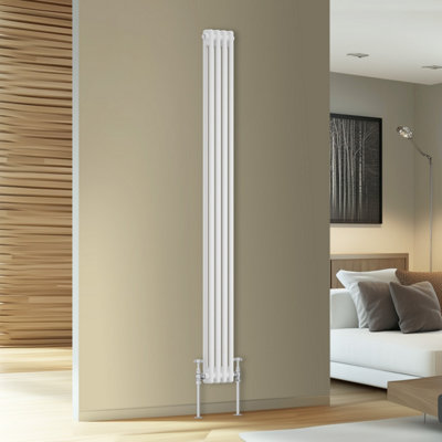 Rinse Bathrooms Traditional Cast Iron Style Double Column Vertical Radiator White 1800 X 200mm from B&Q