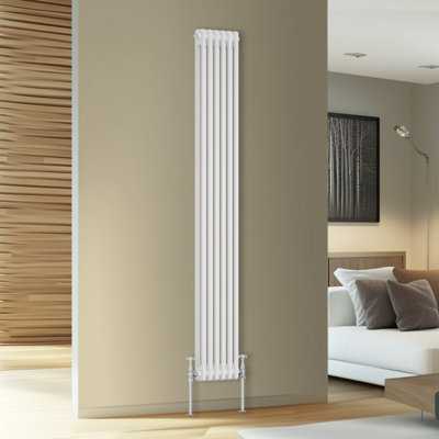 Rinse Bathrooms Traditional Cast Iron Style Double Column Vertical Radiator White 1800 X 290mm from B&Q