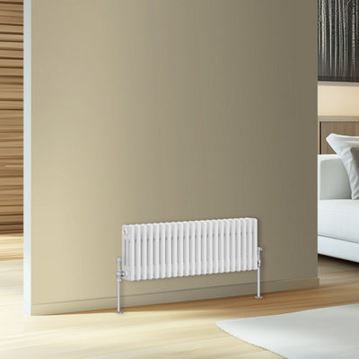 Rinse Bathrooms Traditional Cast Iron Style Triple Column Horizontal Radiator White 300 X 1012mm from B&Q