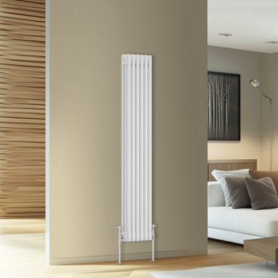 Rinse Bathrooms Traditional Cast Iron Style Triple Column Vertical Radiator White 1500 X 292mm from B&Q