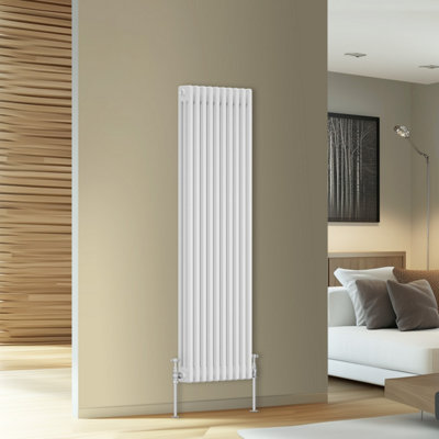 Rinse Bathrooms Traditional Cast Iron Style Triple Column Vertical Radiator White 1500 X 472mm from B&Q
