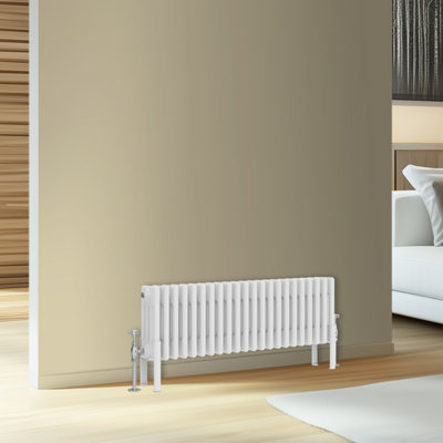 Rinse Bathrooms Traditional Cast Iron Style 4 Colomn Column Horizontal Radiator White 300 X 1010mm from B&Q