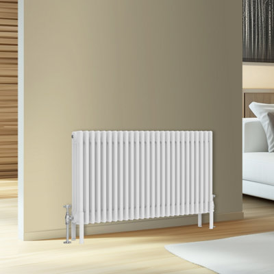 Rinse Bathrooms Traditional Cast Iron Style 4 Colomn Column Horizontal Radiator White 600 X 1190mm from B&Q